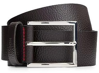 HUGO Herren Giaspo-Gr Sz40 Gürtel aus genarbtem Leder mit Logo-Prägung auf der Schlaufe Dunkelbraun 85