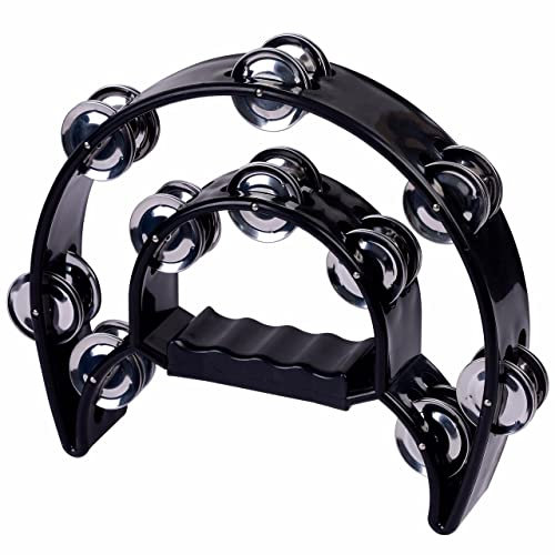 igadgitz Xtra U7236 Tambourin Double Demi-Lune - Noir
