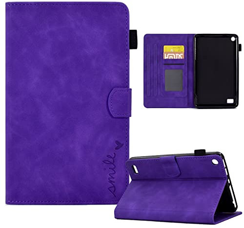 for Amazon Kindle Fire 7 2019/2017/2015 Embossed Smile Flip Tablet Leather Case