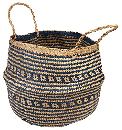 Large Navy Blue Seagrass Basket