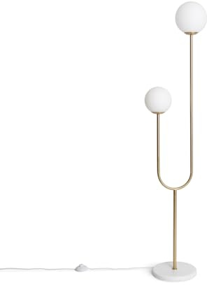 LEDKIA Stehlampe aus Metall und Glas Moonlight Brass 2 Strahler Gold | 2 Strahler für modernes Design | Glas & Metall | Ideal für Wohnzimmer, Küche, Schlafzimmer | E27 kompatibel
