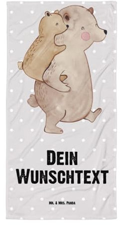 Mr. & Mrs. Panda XXL Badehandtuch mit Namen Papa Bär - Personalisierte Geschenke, Strandhandtuch, Vatertag, Reisehandtuch, Geschenk, Groß, Badetuch, Urlaub, Muttertag, Kinderhandtuch, Geburtstag