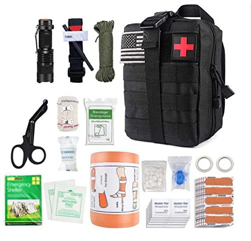 First Aid Kit, Emergency Survival Kits, Tactical Military Trauma First Aid Kit, Emergency Tactical Kit, Transmission Tourniquet Bandage Bleeding Control Kit for Hunting,Black
