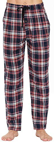 MoFiz Uomo Pantaloni Lungo Pigiama Cotone Pantaloni Morbidi a Quadretti con Tasche No.2757 M