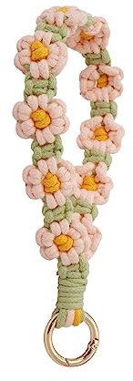 AOKSUNOVA Schlüsselanhänger Makramee Boho Schlüsselband Geflochten Rosa Geschenk für Frauen Schlüsselanhänger Damen