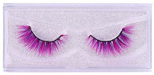 Griwiuiowe 3D Vison Faux Cils Faits à la Main Couleur Transparente Faux Cils Violet