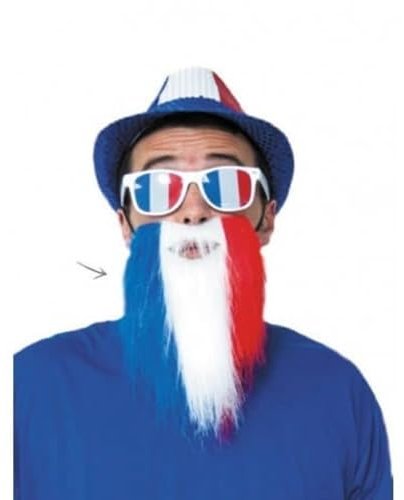 Longue Barbe France Tricolore Bleu Blanc Rouge pour Supporter de l'équipe de France - Livraison en 24/48h, Idéal pour Supporter l'équipe de France pendant la Coupe du Monde de Rugby ou de Football