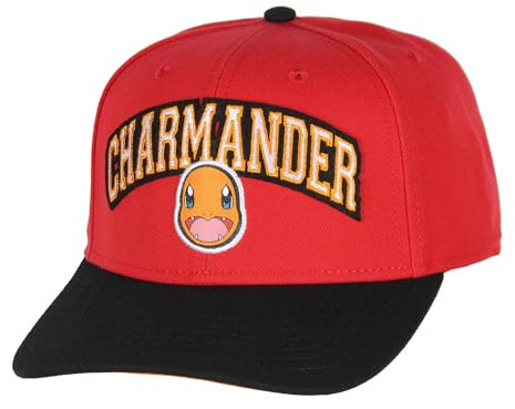 Bioworld Pokemon Erwachsene Bestickte Precurve Snapback Mütze für Männer und Frauen, Charmander, Einheitsgröße
