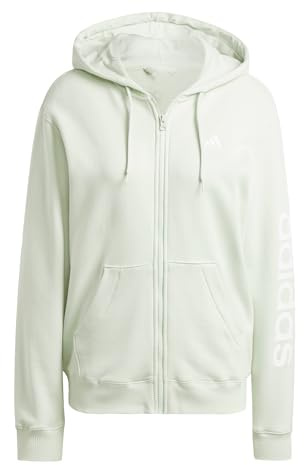 Adidas Damen Essentials Linear Full-Zip French Terry Hoodie, Linen Green, XS
