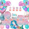 Aszaui 121PCS Ensemble de Vaisselle de Fête Sirène Anniversaire, Décorations Anniversaire pour Fille, Fête de Sirène Décoration Anniversaire pour 20 Personnes,Sirena