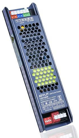 JOYLIT LED Trafo 12V 150W, Flach Transformator 175-264V AC Auf 12V 12.5A, Netzteil DC Niedervolttrafo Dimmbar, Konstantspannung Schaltnetzteil für Streifen, Modul, Neonlicht
