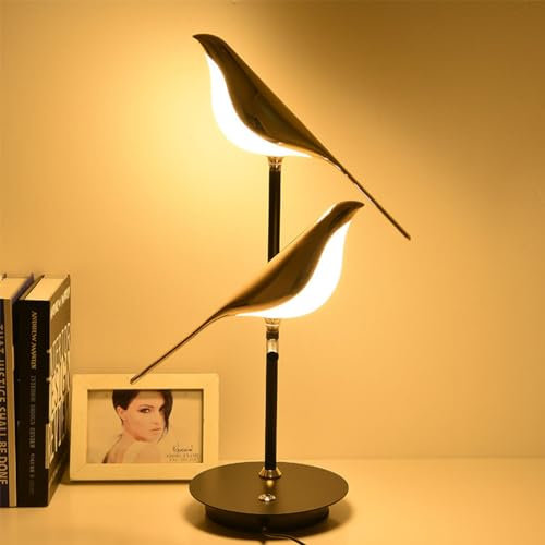 Nachttischlampe Touch Dimmbar LED Tischlampe Tiere Vogel Design Tischleuchte Modern Drehbare Verstellbar Vogellampe Metall-Acryl Nachtlicht Bird Nachttischleuchten für Schlafzimmer Wohnzimme Dekolampe