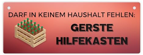 Gerstehilfekasten Metallschild mit Spruch der Erste-Hilfe-Kasten für Männer lustiges Motiv Bierkasten Spruch Schild Bier Blechschild Opa Grillparty Bierschild