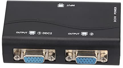 Splitter VGA 2 Porte, 1 Ingresso 2 Uscite con Larghezza di Banda 250 MHz Splitter Video da 1 PC a 2 Monitor, Supporta la Risoluzione Fino a 1920x1440 per la Duplicazione dello