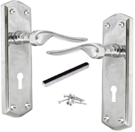 Betley Butterfly Door Handles Victorian Scroll Lever Stellar Lock Handle Chrome 170 x 50mm for Internal Wooden Doors
