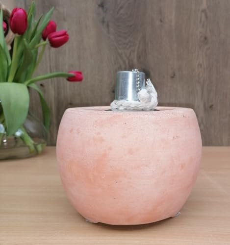 Generisch NEU !! Öllampe ø 16 cm mit 3 kleinen Füßen und Einsatz aus Terrakotta Terracotta Windlicht Garten Deko Mediterran