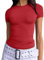 OYIGELZ Women's Basic T-Shirt Short Sleeve Crop Top Y2K Slim Fit Tops Casual Tee Shirts Streetwear(Red-D1,M)