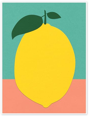 Posterlounge Zitrone mit zwei Blättern Poster