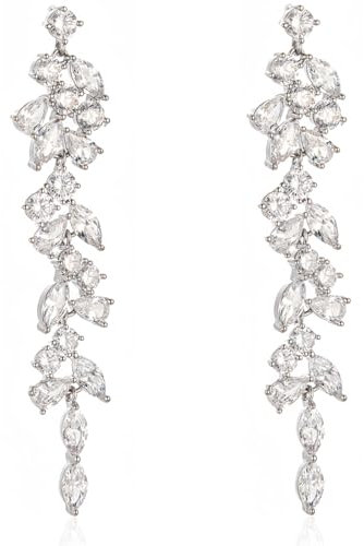 Lange Strass Ohrringe Silber Blatt Cz Tropfen Ohrringe Strass Ohrringe Baumeln Ohrringe Strass Kronleuchter Ohrringe Kristall Hochzeit Ohrringe