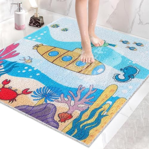 EIVINJE Tappeto doccia antiderapant 80 x 80 cm, tappetino da bagno antiderapant quadrato in PVC Loofah, morbido e confortevole, tappetino antiscivolo doccia con fori di drenaggio, asciugatura rapida