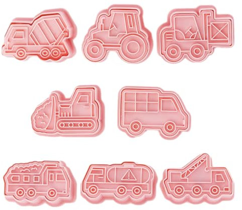 8 Stück Ausstechformen Konstruktion, Ausstechformen Keksausstecher Kinder, Keksausstecher Bulldozer Gabelstapler Trucks, Ausstechform Kunststoff Konstruktion, Transportwerkzeuge