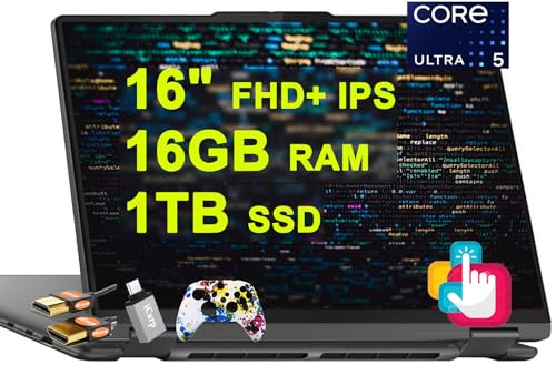 Lenovo Yoga 7 16 2 en 1 AI PC Laptop 16 pulgadas WUXGA IPS Touch (brillante) Intel 12-core Ultra 5 125U (>i7-1335U) 16GB RAM 1TB SSD retroiluminada huella dactilar Thunderbolt4 FHD IR cámara de
