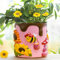 AmiCera Bunte Biene Sonnenblume Pflanztöpfe, Niedliche Pflanzentopf mit Drainage, Kleine Pilze Sukkulenten Blumentopf für Zimmerpflanzen, Eklektische Gartenarbeit Geschenke für Pflanzenliebhaber, Rosa