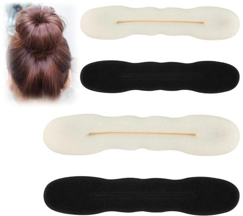 Hair Bun Maker Set, 4 Stück Upgraded Haarhalter Schwamm Clips für Einfaches Styling, Donut Brötchen Werkzeuge für Vielseitige Frisuren (Beige und Schwarz) 