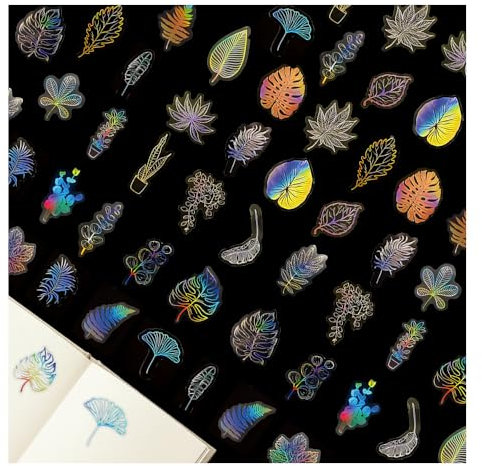 Bieiyhe 100 Pezzi Adesivi Trasparenti Scrapbooking Adesivi Olografici, Aesthetic Stickers Bullet Journal, Adesivi Decorativi Trasparenti, Stickers Vintage, Adesivi per Cover Cellulare per Fai da Te