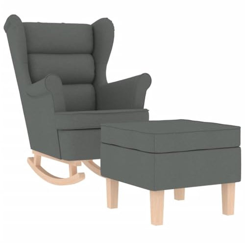 vidaXL Schaukelsessel mit Hocker Dunkelgrau Stoff, Loungesessel, Wohnzimmersessel, Relaxstuhl, Lounge Sessel, Relaxsessel, Stoffsessel, Polstersessel