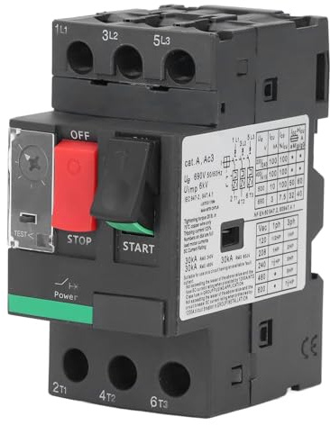 Lybunair Disjoncteur moteur 4 A à 6,3 A, prévention des surcharges, interrupteur de protection de moteur AC 690 V, installation facile