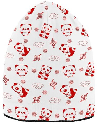 LI ZHI XIN Beanie MüTze FüR Herren,Warme StrickmüTze FüR Damen,Beanie Hat,Unisex Cuffed Beanie Hats,Damen Beanie MüTzenmüTze,Der Wollhut Hat ElastizitäT,Strickmützen Panda-Muster