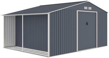 OOGarden - Abri de Jardin Métal 13 m² avec Bûcher 3 Stères | Gris Anthracite
