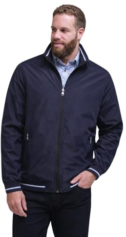 KAM Harrington Jacket Collar Premium Zip Up Long Sleeve Mens 2XL-8XL KBS 444 (UK, Alpha, 4XL, Plus, Regular, Navy)