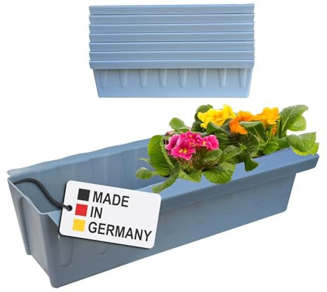 Hossi's Wholesale 6 Euro-Paletten Blumenkästen-Einsätze | mit Hängesystem zum Einhängen | 37,3cm Hellgrau | Pflanzkasten für Europalette Palette | Balkonkasten | Blumentopf | extrem stabil
