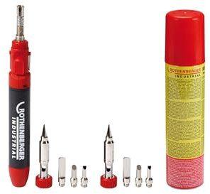 ROTHENBERGER Industrial Micropen Set 1300 Gaslötkolben | Brennkolben | inkl. 8 x Lötspitze und 1x Nachfüllgas 100 ml | Arbeitstemperatur: ca. 450 °C – 600 °C | wiederbefüllbar | Feinlötarbeiten