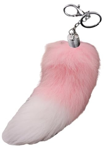 TIANQUXNGI Luxuriöser Füchsschwanz-Anhänger, künstlicher Fuchsschwanz, Schlüsselanhänger, Plüsch, weicher Taschenanhänger für modebewusste Personen, Pink