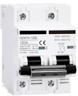 LATEAU Disjoncteur,Interrupteur Différentiel Disjoncteur CC Panneau Solaire Batterie 400V 100A 120A 10A 15A 20A 30A 40A 60A Protection Contre Les surcharges et Les Courts-Circuits(15A)
