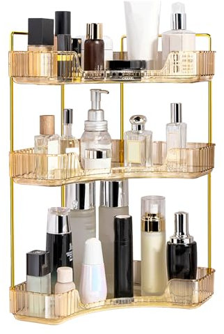 BONJUME Organizador De Maquillaje, 3 Niveles Organizador De Cosméticos De Gran Capacidad Caja De Almacenamiento Para Perfumes Gel De Ducha Joyas Cuidado De La Piel Multifuncional Para Baño Tocador