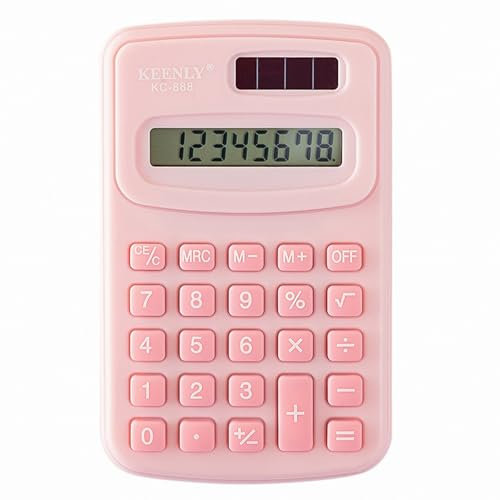 Taschenrechner, 8-stellige Grundrechner Desktop Solarbatterie Mini Schreibtisch Standardfunktion Einfacher Taschenrechner für Büro, Zuhause, Schule (Rosa)