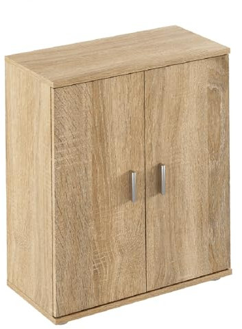 Kondela Sideboard Schrank | schmal, Sonoma Eiche Holzoptik | Kommode 60 cm breit, 30cm tief | Cabinet Sideboard 60cm mit Türen | Beistellschrank für Wohnzimmer, Schlafzimmer, Büro, Kinderzimmer |ADELI