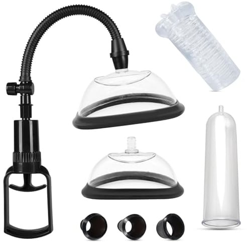 BDSMLOVE Multifunktional Penispumpe Vagina Pumpe Nippelsauger Brustwarzen Muschipumpe Klitoris Sauger Vakuumpumpe Masturbator erotisches Sex Spielzeug für die Paare Frauen Männer (B Set)