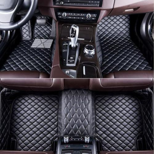 RuiYiL Nach Maß Auto Fußmatten für Dacia Duster 2 2018-2023(LHD), PU-Leder Auto Matte Anpassbare Wasserdichtes Anti-Rutsch Fussmatten Set Innenraum ZubehöR,A/Black