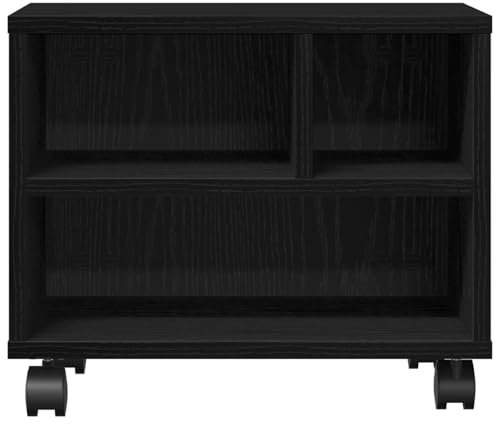 vidaXL Druckerständer mit Rädern schwarzes Eichenholz 41x32x34.5 cm