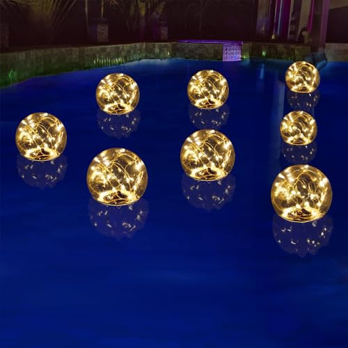 topool LED Solarleuchte für Pool & Garten, Schwimmende Dekoration mit 3 Leuchtmodi, Automatische Aktion Tag/Nacht, Wasserdicht IP68 (1, White)