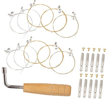 GALPADA Leier Saiten 21 Stück Mit Stimmschlüssel Stahlsaiten Und Metallstiften Langlebig Und Präzise Für Musikinstrumente Zubehör Für Schnelle Stimmung
