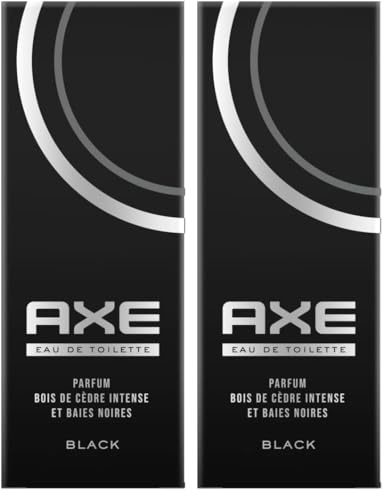 AXE - Eau de toilette Black - Efficacité et fraîcheur 24h - Parfum énergisant au bois de cèdre intense et baies noires - 100ml (Lot de 2)