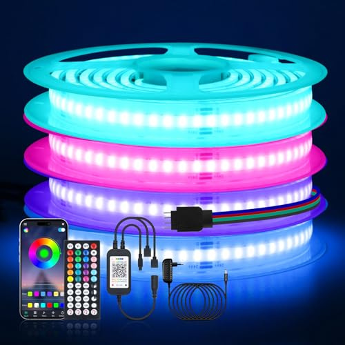 12V RGB COB LED Streifen, Wasserdicht IP68 576 LEDs/m 16 color Dimmbar Selbstklebend Bandlicht mit 44 Tasten IR Bluetooth Musik RGB Controller für Küche Wohnzimmer Heim Garten im Freien Deko