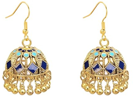 Vintage Jhumka Ohrringe - Indische Glocke Design & Bunte Emaille, Böhmische Perlen Quaste baumeln Tropfen mit Fischhaken, Hypoallergen Mode Trendy Traditioneller Schmuck für Frauen