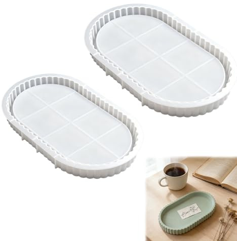 2 Stampi per Resina, Stampi in Silicone per Resina, Sottopentola Decorativo, Stampo per Vassoio in Resina Epossidica, Vassoio Portaoggetti in Cemento, Stampo in Gesso, Artigianato